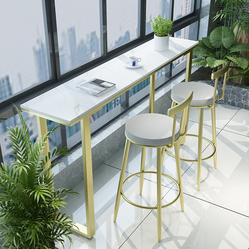 Glam Style 1/2/3/4 Pieces Faux Marble Bar Table Set Fixed Table Counter Set for Home Use