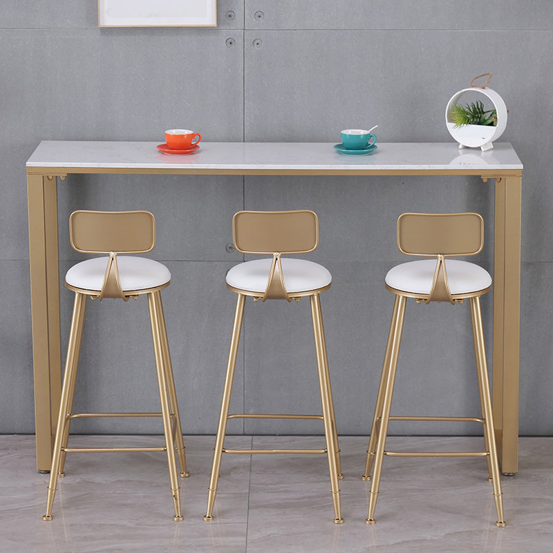 Glam Indoor 1/2/3/4/9 Pub Dining Set Pieces Rectangle White Marble Bistro Set