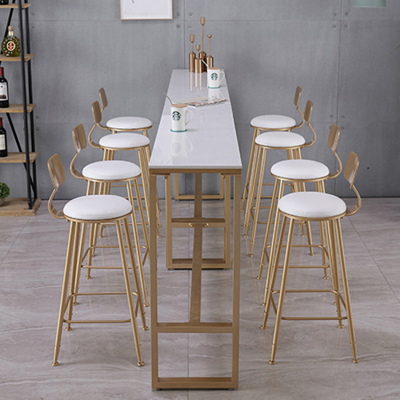 Glam Indoor 1/2/3/4/9 Pub Dining Set Pieces Rectangle White Marble Bistro Set