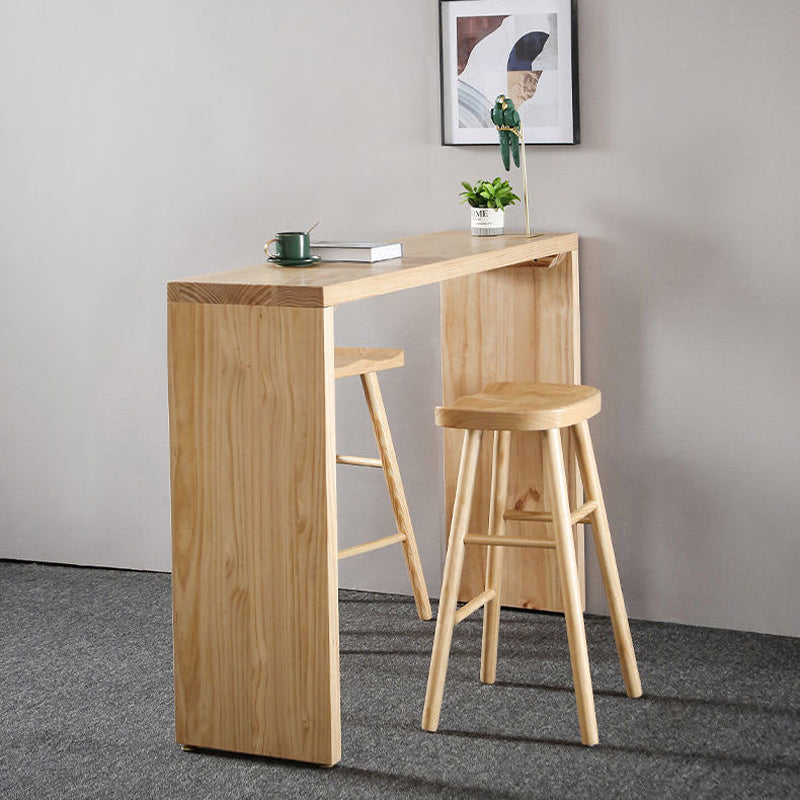 Modern Bar Table Set 1/2/3 Pieces Rectangle Bar Table with Wooden High Stools for Kitchen