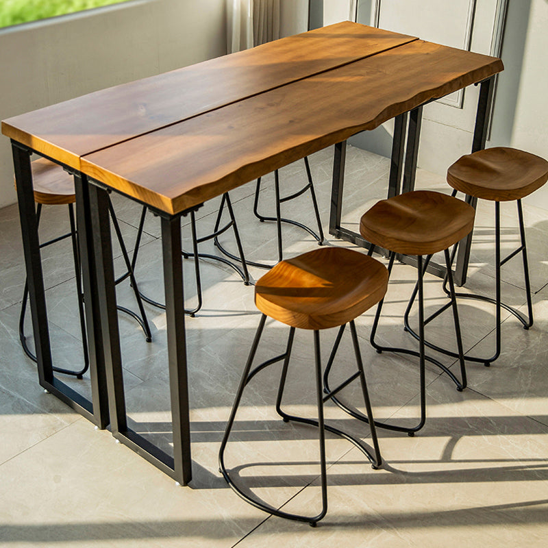 Modern 1/3/4 Pieces Bar Table Set Rectangle Pine Wood Counter Table for Living Room