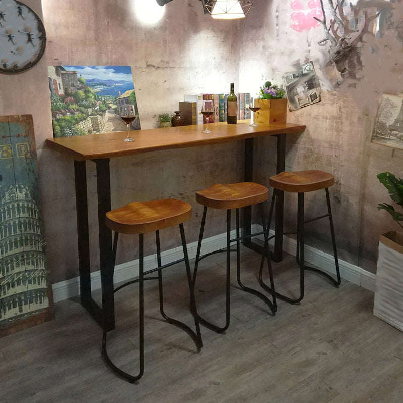 Indoor Modern Bar Pub Table Set 1/2/3/4/6 Pieces Solid Wood Pub Table Set in Natural