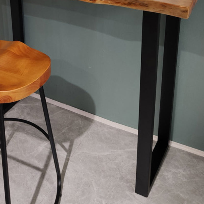 Indoor Modern Bar Pub Table Set 1/2/3/4/6 Pieces Solid Wood Pub Table Set in Natural