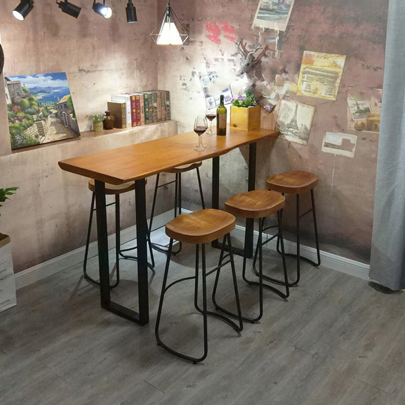 Indoor Modern Bar Pub Table Set 1/2/3/4/6 Pieces Solid Wood Pub Table Set in Natural