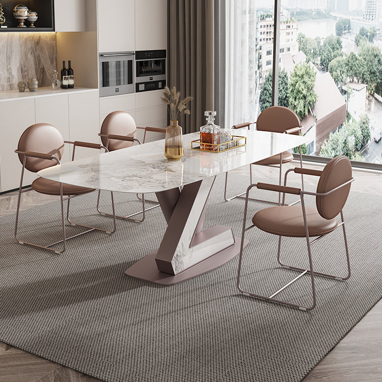 Nordic 1/4/5/7 Pieces Rectangle Dining Set Sintered Stone Top Dinette Table Set