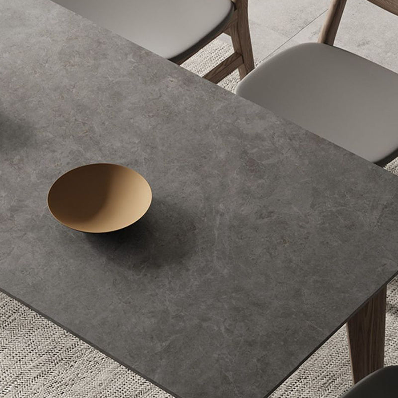 Modern 1/4/5/6 Pieces Rectangle Dining Set Sintered Stone Top Solid Wood Table Set