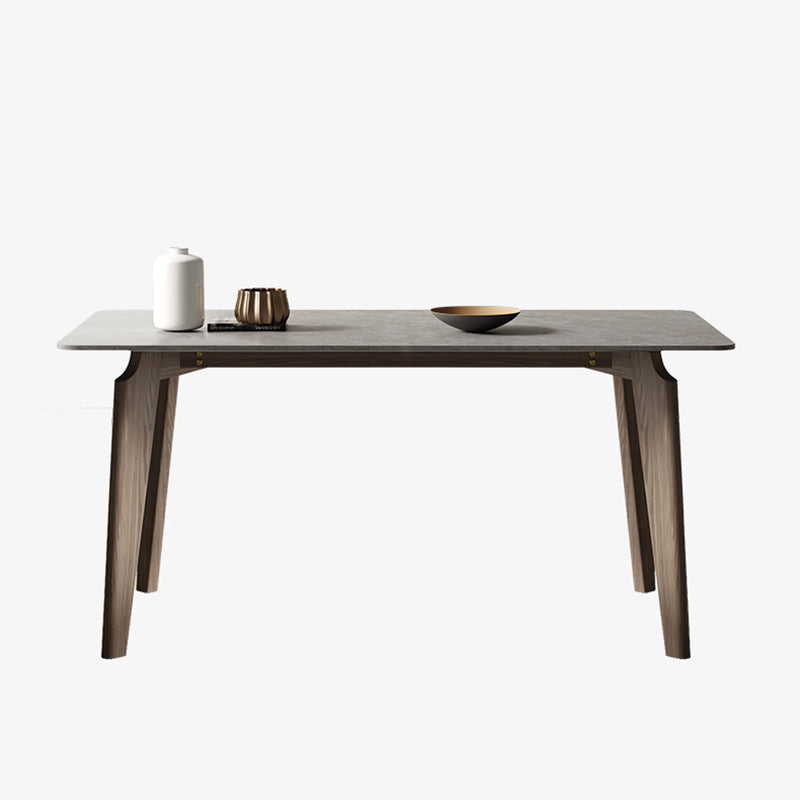 Modern 1/4/5/6 Pieces Rectangle Dining Set Sintered Stone Top Solid Wood Table Set