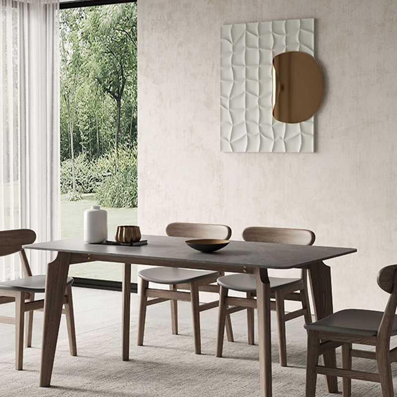 Modern 1/4/5/6 Pieces Rectangle Dining Set Sintered Stone Top Solid Wood Table Set