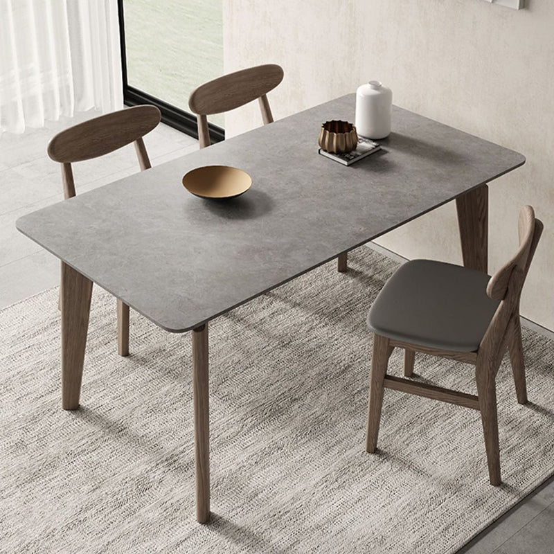 Modern 1/4/5/6 Pieces Rectangle Dining Set Sintered Stone Top Solid Wood Table Set