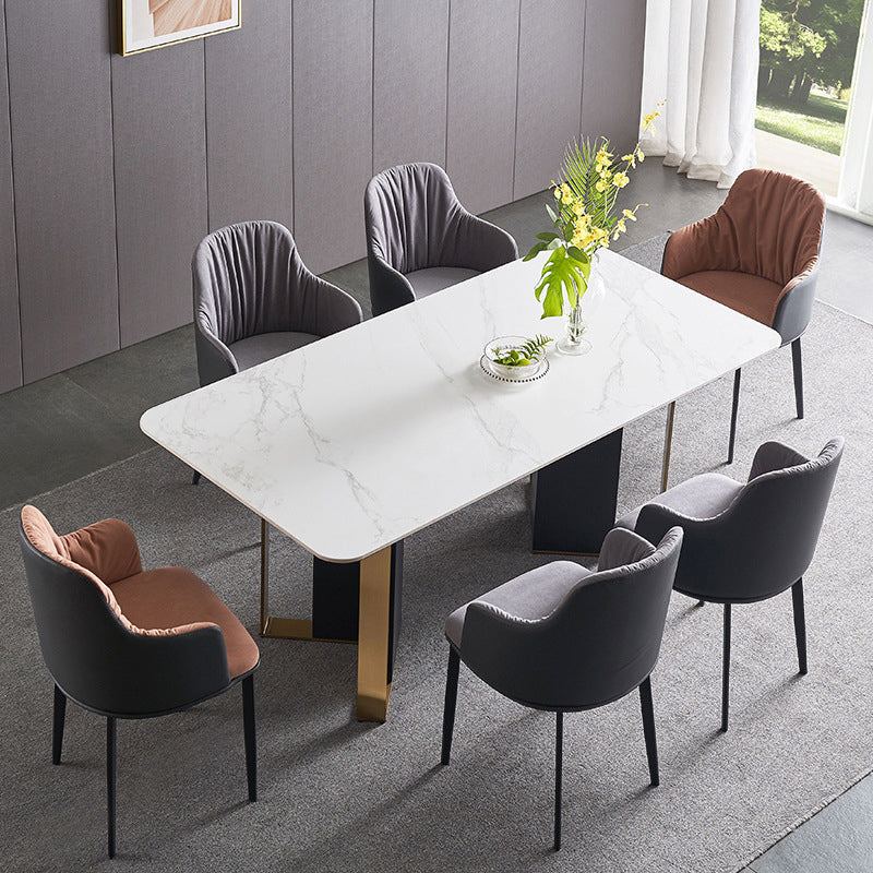 Glam Sintered Stone Dining Set Rectangle 1/4/5/7 Pieces Dining Set