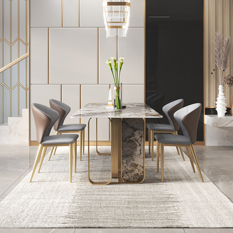 Luxurious Rectangle Dining Set 1/2/3/5/6/7/9 Pieces Sintered Stone Top Dinette Table Set