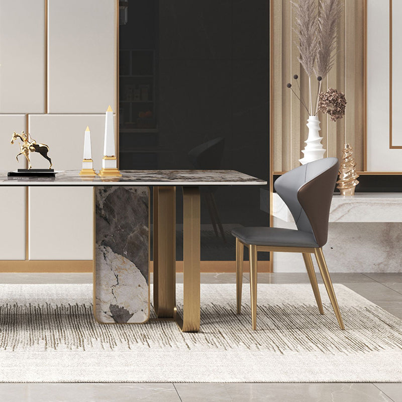 Luxurious Rectangle Dining Set 1/2/3/5/6/7/9 Pieces Sintered Stone Top Dinette Table Set