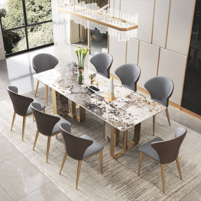 Luxurious Rectangle Dining Set 1/2/3/5/6/7/9 Pieces Sintered Stone Top Dinette Table Set