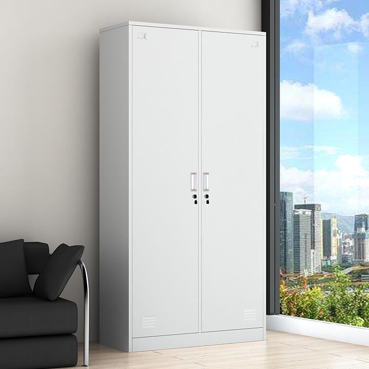 White Steel Wardrobe Armoire Contemporary Hinged Wardrobe Cabinet