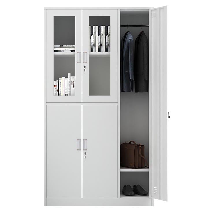 White Steel Wardrobe Armoire Contemporary Hinged Wardrobe Cabinet