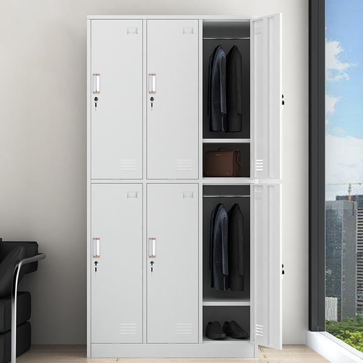 White Steel Wardrobe Armoire Contemporary Hinged Wardrobe Cabinet