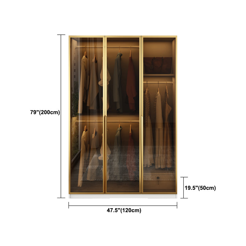 Wood and Glass Wardrobe Cabinet Contemporary Hinged Wardrobe Closet