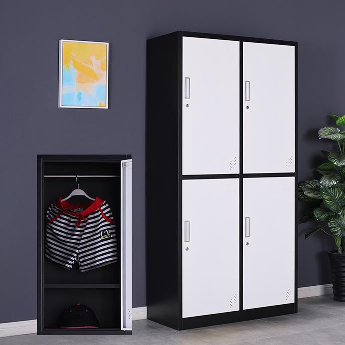 Hinged Steel Wardrobe Cabinet Contemporary Wardrobe Armoire for Home