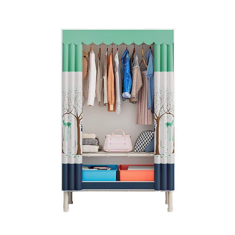 Contemporary Wardrobe Armoire Steel Adjustable Shelves Wardrobe Closet for Bedroom