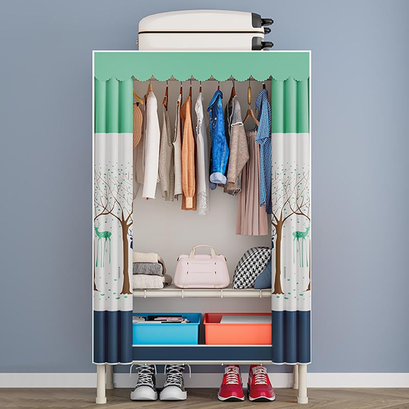 Contemporary Wardrobe Armoire Steel Adjustable Shelves Wardrobe Closet for Bedroom