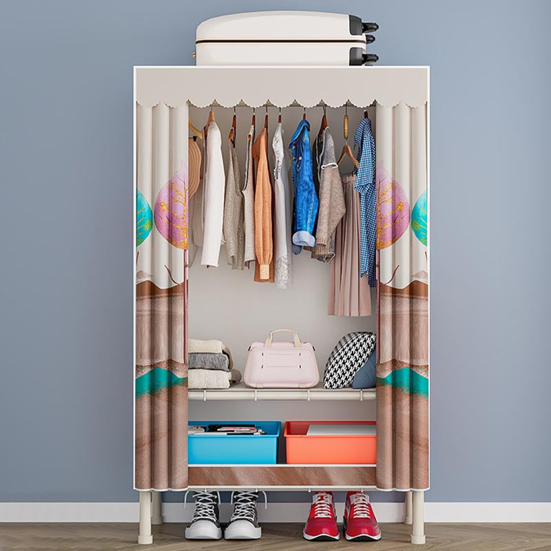 Contemporary Wardrobe Armoire Steel Adjustable Shelves Wardrobe Closet for Bedroom