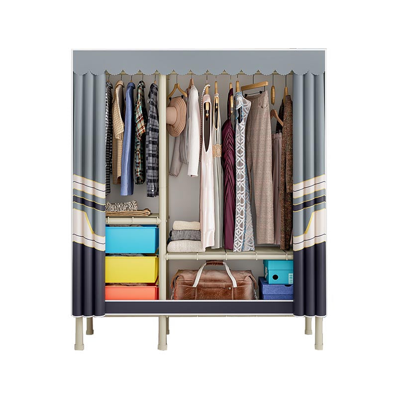Contemporary Wardrobe Armoire Steel Adjustable Shelves Wardrobe Closet for Bedroom