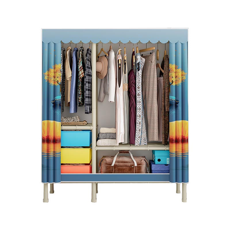 Contemporary Wardrobe Armoire Steel Adjustable Shelves Wardrobe Closet for Bedroom