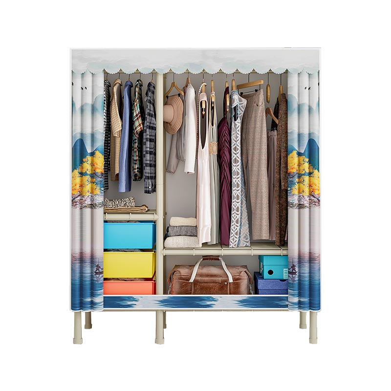 Contemporary Wardrobe Armoire Steel Adjustable Shelves Wardrobe Closet for Bedroom