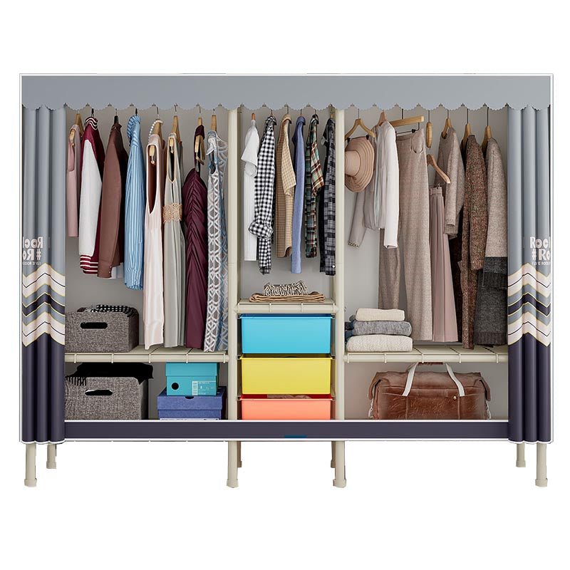 Contemporary Wardrobe Armoire Steel Adjustable Shelves Wardrobe Closet for Bedroom