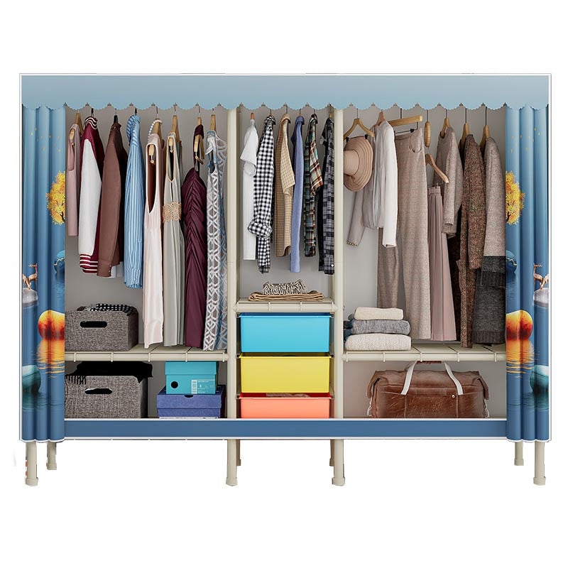 Contemporary Wardrobe Armoire Steel Adjustable Shelves Wardrobe Closet for Bedroom