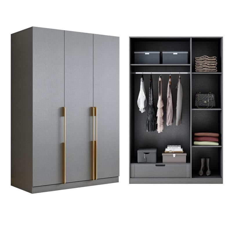 Contemporary Style Gray Colour Wardrobe Wood Soft Close Drawer Wardrobe Closet