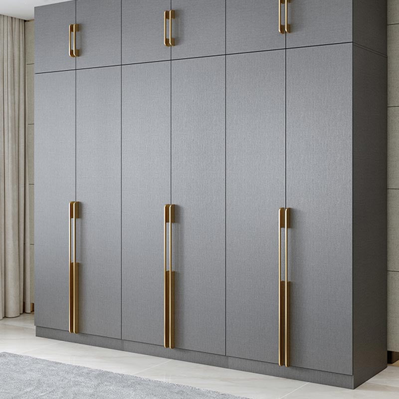 Contemporary Style Gray Colour Wardrobe Wood Soft Close Drawer Wardrobe Closet