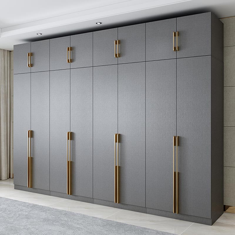 Contemporary Style Gray Colour Wardrobe Wood Soft Close Drawer Wardrobe Closet