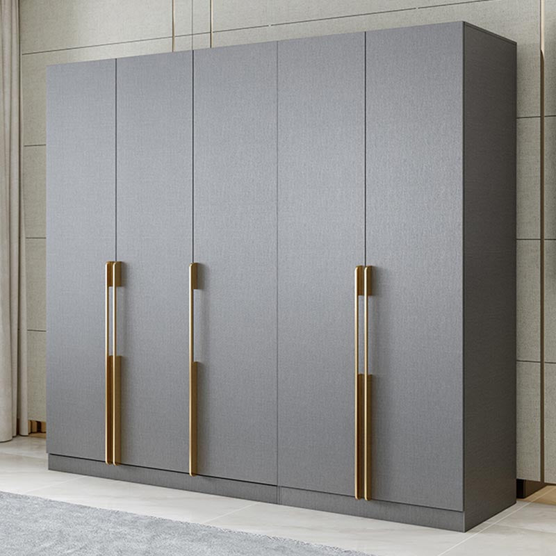 Contemporary Style Gray Colour Wardrobe Wood Soft Close Drawer Wardrobe Closet