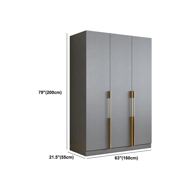 Contemporary Style Gray Colour Wardrobe Wood Soft Close Drawer Wardrobe Closet