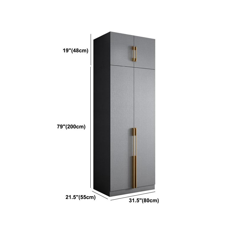 Contemporary Style Gray Colour Wardrobe Wood Soft Close Drawer Wardrobe Closet
