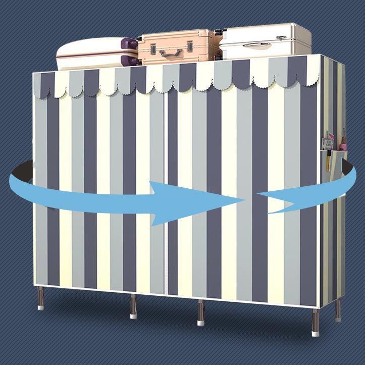 Modern Style Metal Wardrobe 3-Tier Cloth Rod Included Wardrobe Closet