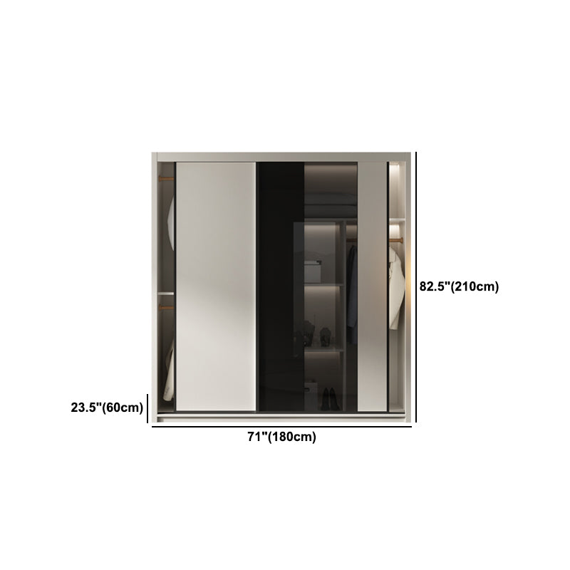 Contemporary Style Wood Wardrobe White Colour Wardrobe Closet with Sliding Door