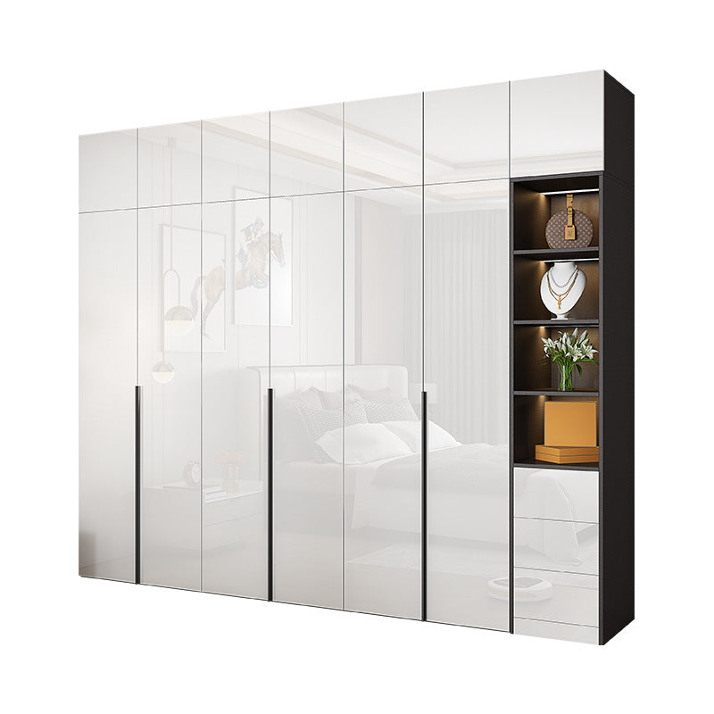 Contemporary Style Wood Wardrobe White Colour Wardrobe Closet with 1 Drawer