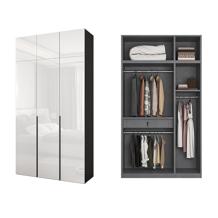 Contemporary Style Wood Wardrobe White Colour Wardrobe Closet with 1 Drawer