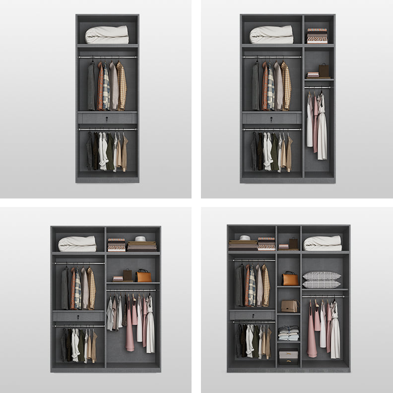 Contemporary Style Wood Wardrobe White Colour Wardrobe Closet with 1 Drawer