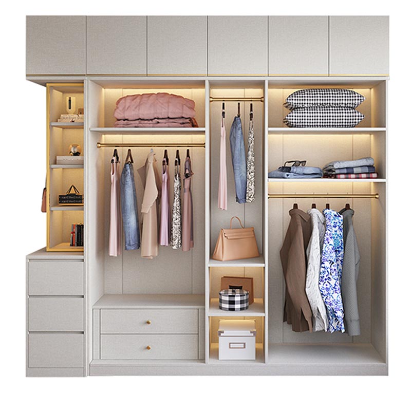 Contemporary Style Wood Wardrobe White Colour Soft Close Drawer Wardrobe Closet