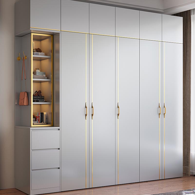 Contemporary Style Wood Wardrobe White Colour Soft Close Drawer Wardrobe Closet