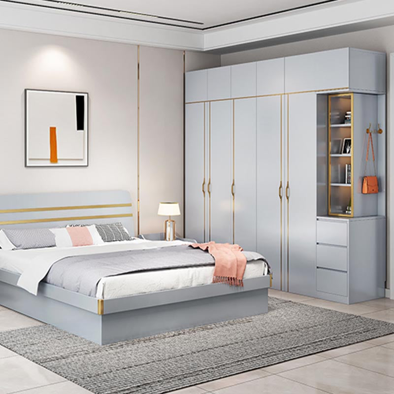Contemporary Style Wood Wardrobe White Colour Soft Close Drawer Wardrobe Closet