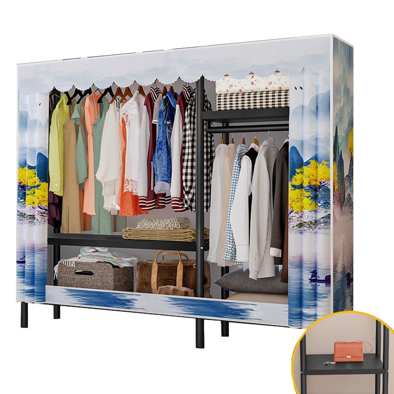 Contemporary Style Wardrobe Armoire Steel Wardrobe Closet with Legs