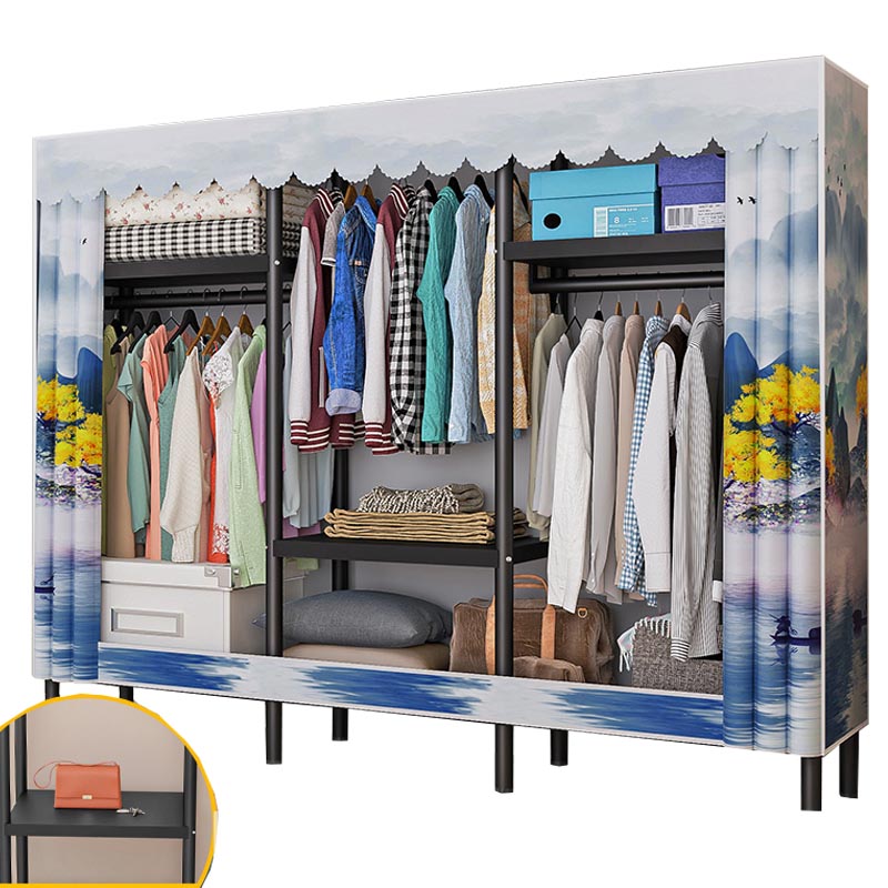 Contemporary Style Wardrobe Armoire Steel Wardrobe Closet with Legs