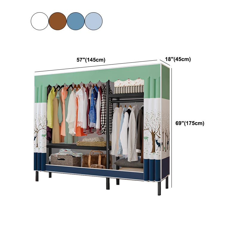 Contemporary Style Wardrobe Armoire Steel Wardrobe Closet with Legs