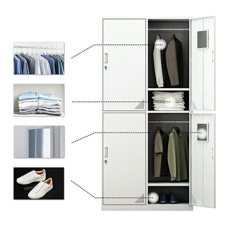 Contemporary Wardrobe Armoire White Color Steel Wardrobe Closet with Locks