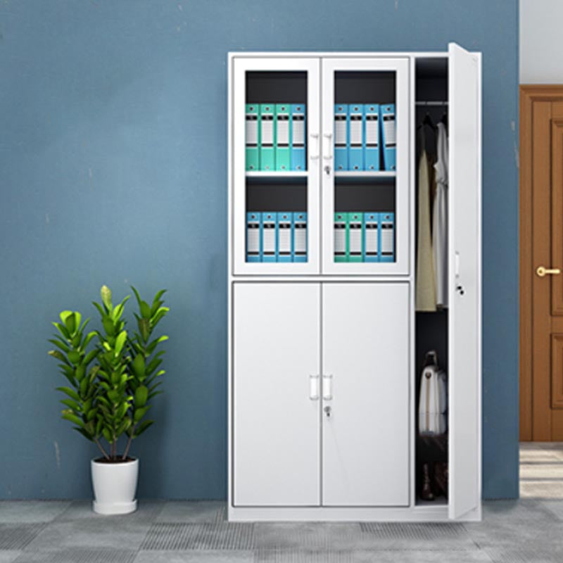 Contemporary Wardrobe Armoire White Color Steel Wardrobe Closet with Locks
