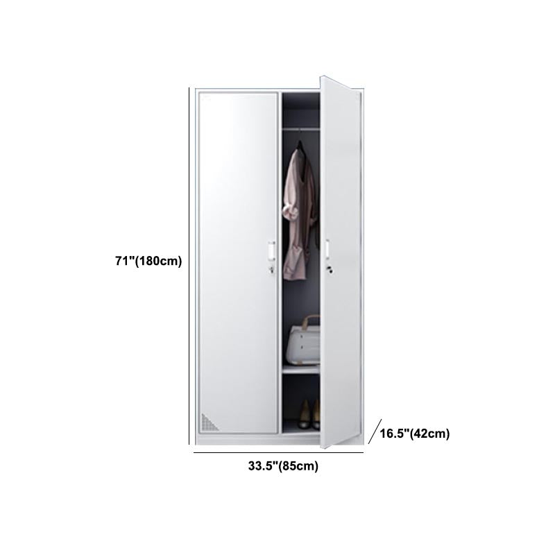 Contemporary Wardrobe Armoire White Color Steel Wardrobe Closet with Locks